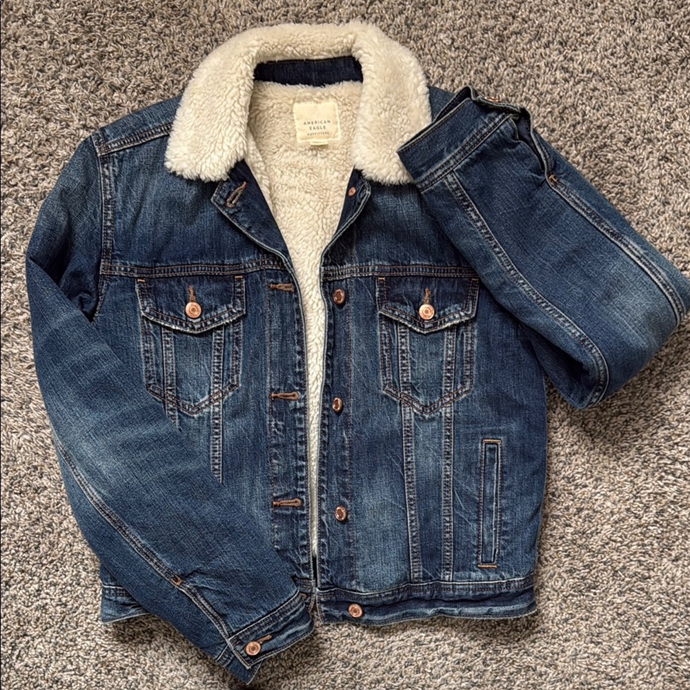 American Eagle Jean Jacket with Sherpa Lining